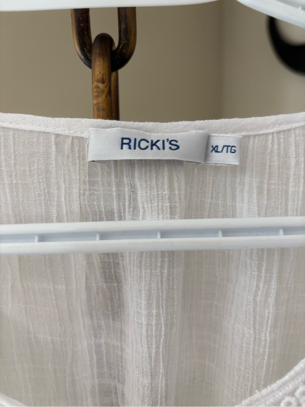 Ricki's White Sheer Textured Scoop Neck Top